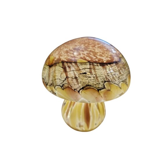 Iridescent Glass Mushroom Night Light, USB Cord, Brown Gold, Swirl, Whimsical - Picture 2 of 10